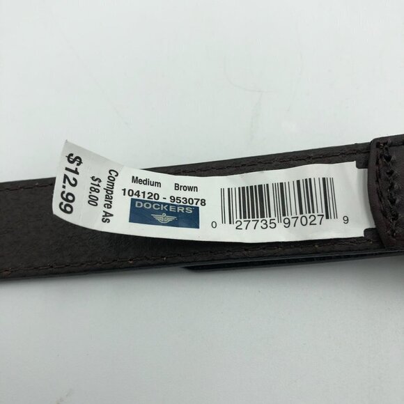 Dockers Dark Brown Full Grain Leather Belt NEW - Picture 4 of 6